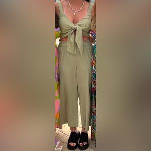 Abercrombie green linen two-piece set